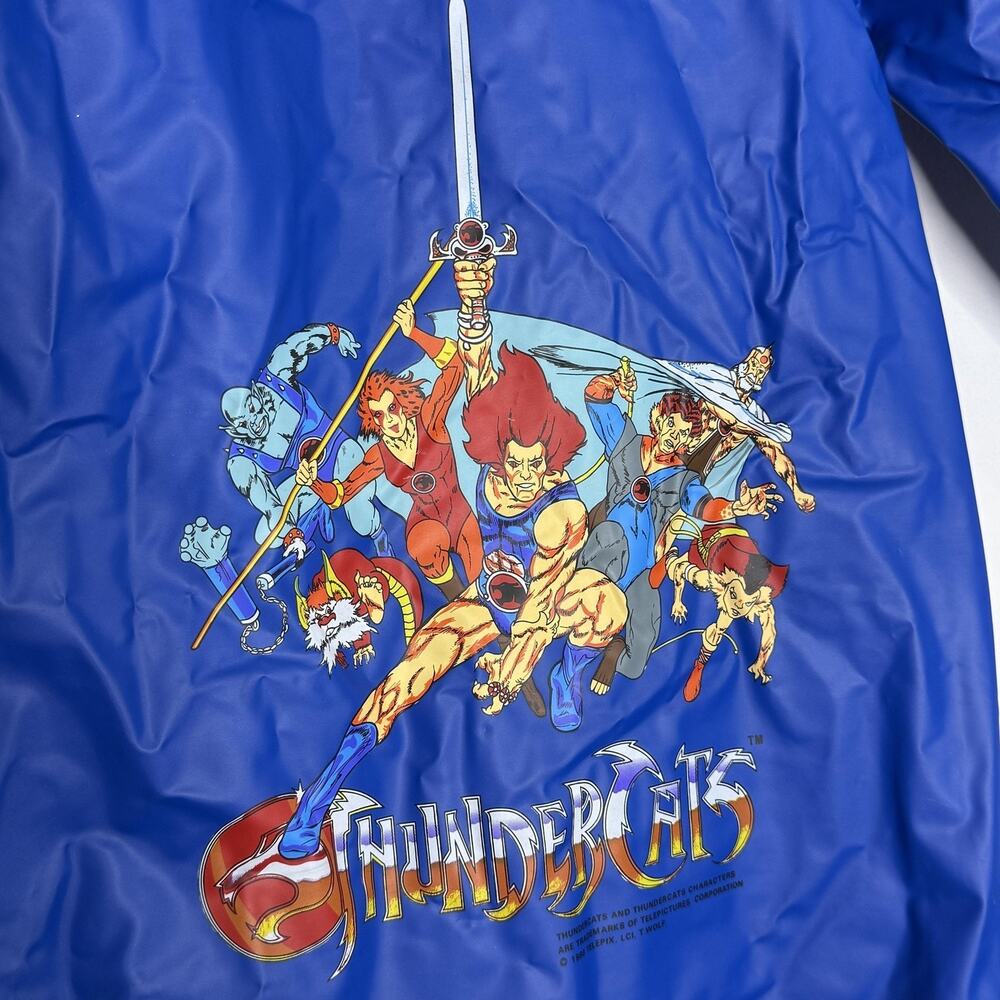 Vintage Thundercats Rain Jacket Kids Size 5 Blue Hooded Vinyl Cartoon 80s 1986